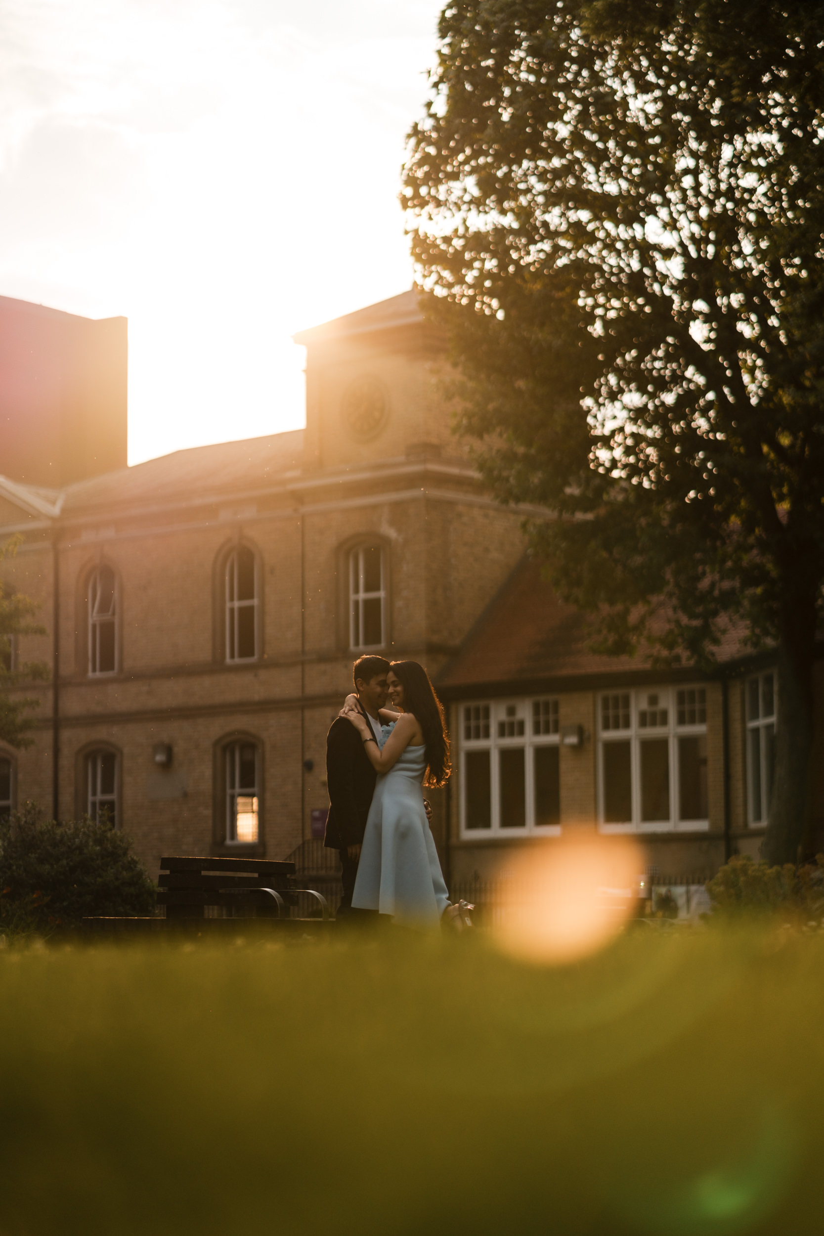 The couple in the Alan Gilbert Square at the University of Manchester.