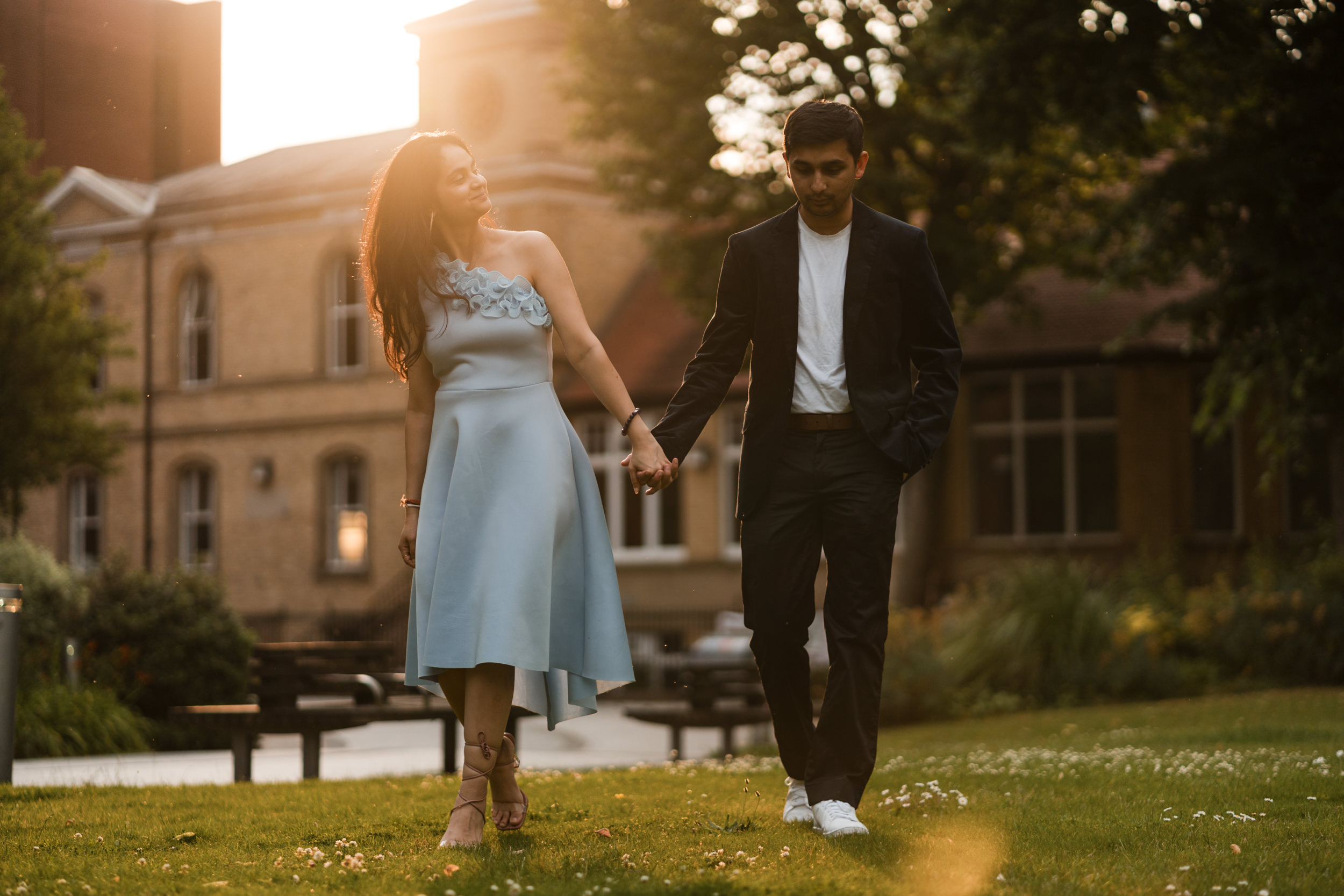 The couple in the Alan Gilbert Square at the University of Manchester.