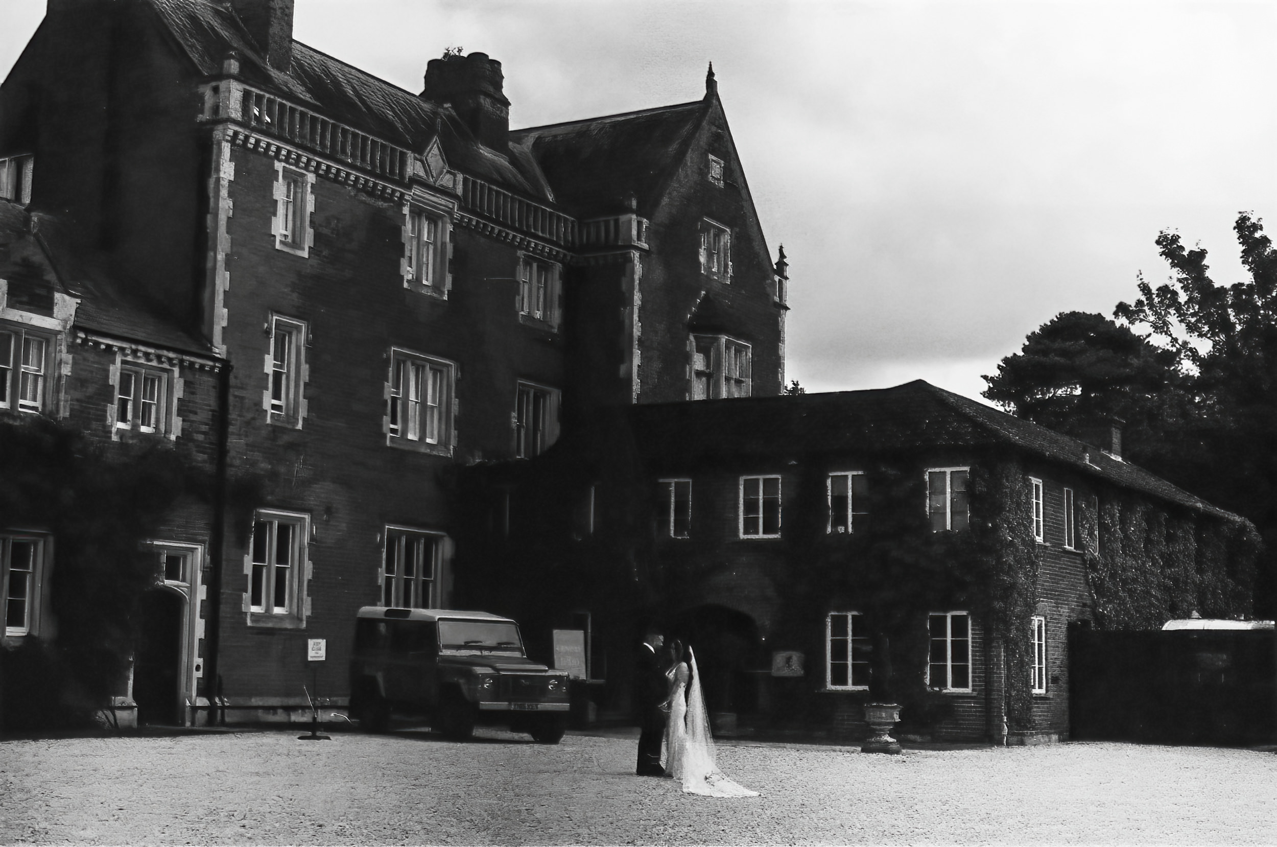 Film photograph of the bride and groom at Thicket Priory