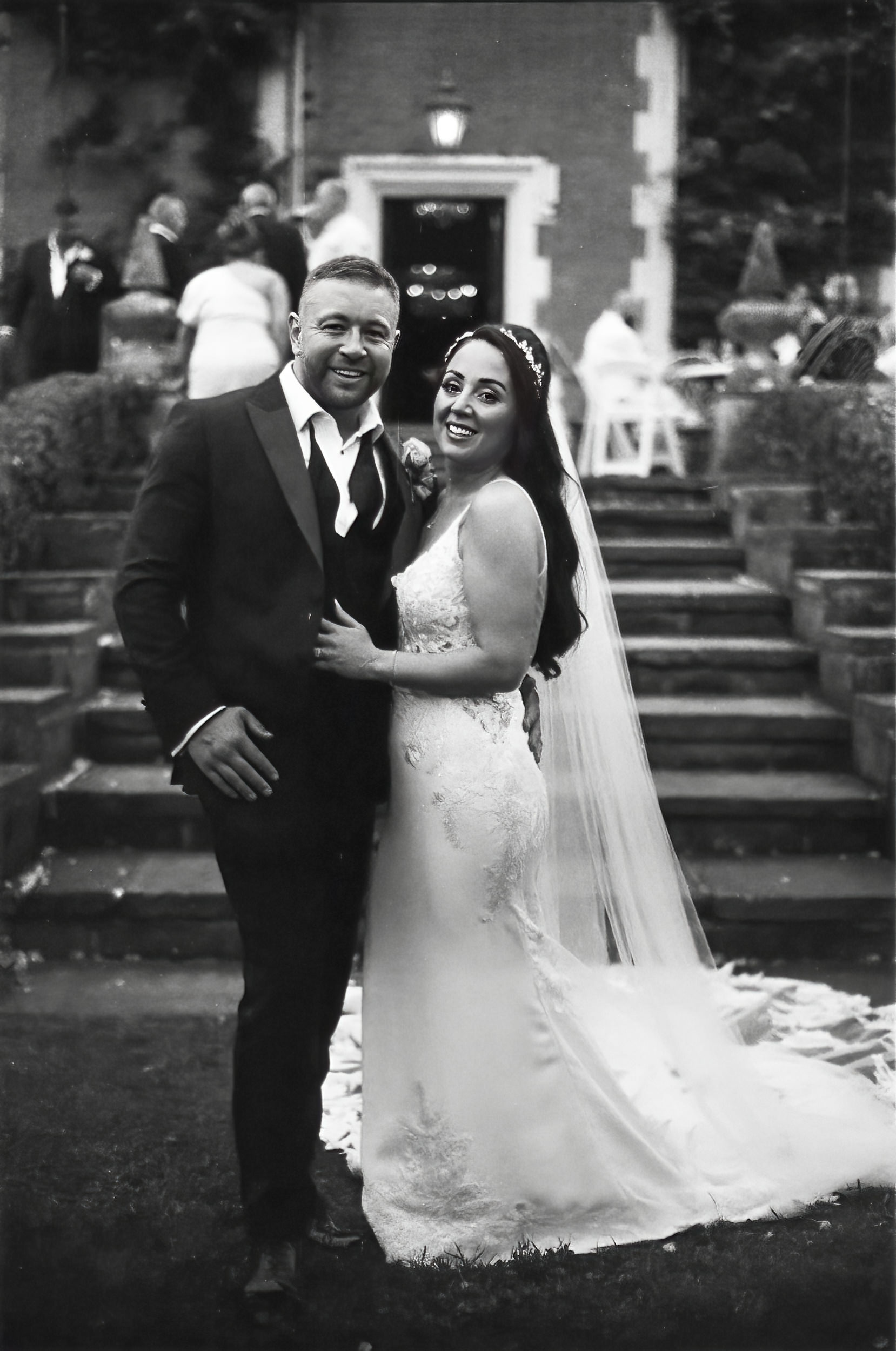 Film photograph of the bride and groom at Thicket Priory