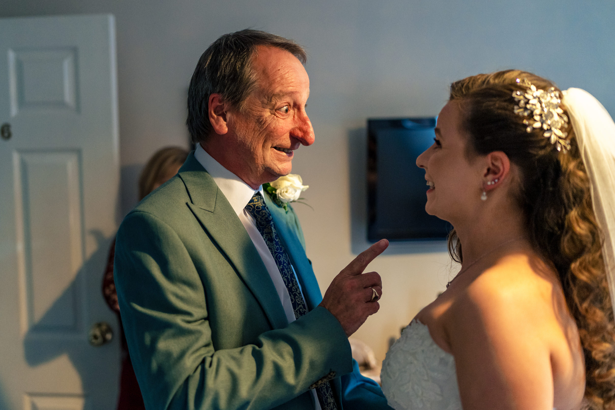 Father of the bride during seeing his daughter ready