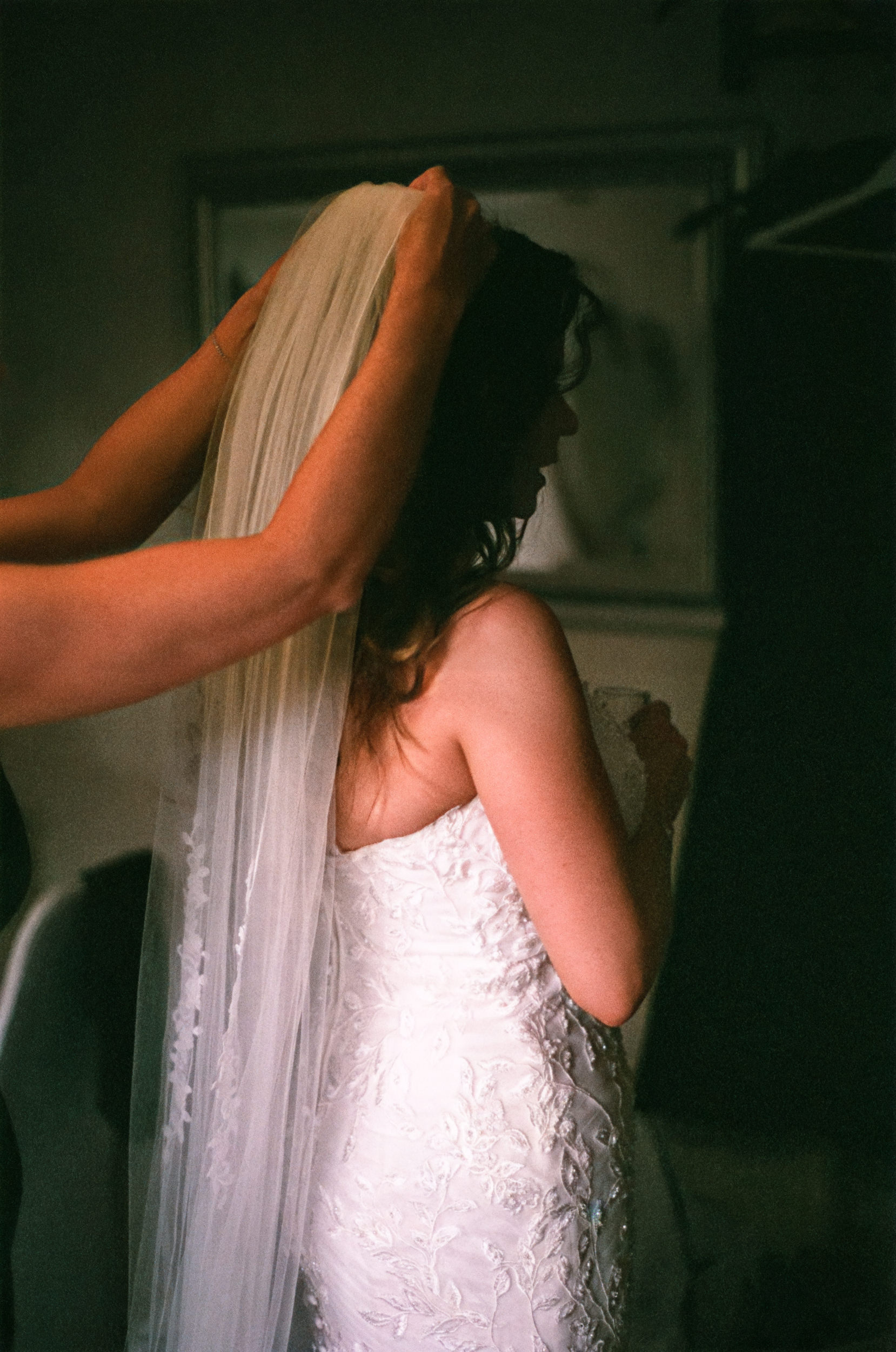 Film photograph of the bride getting ready at Grains Bar.