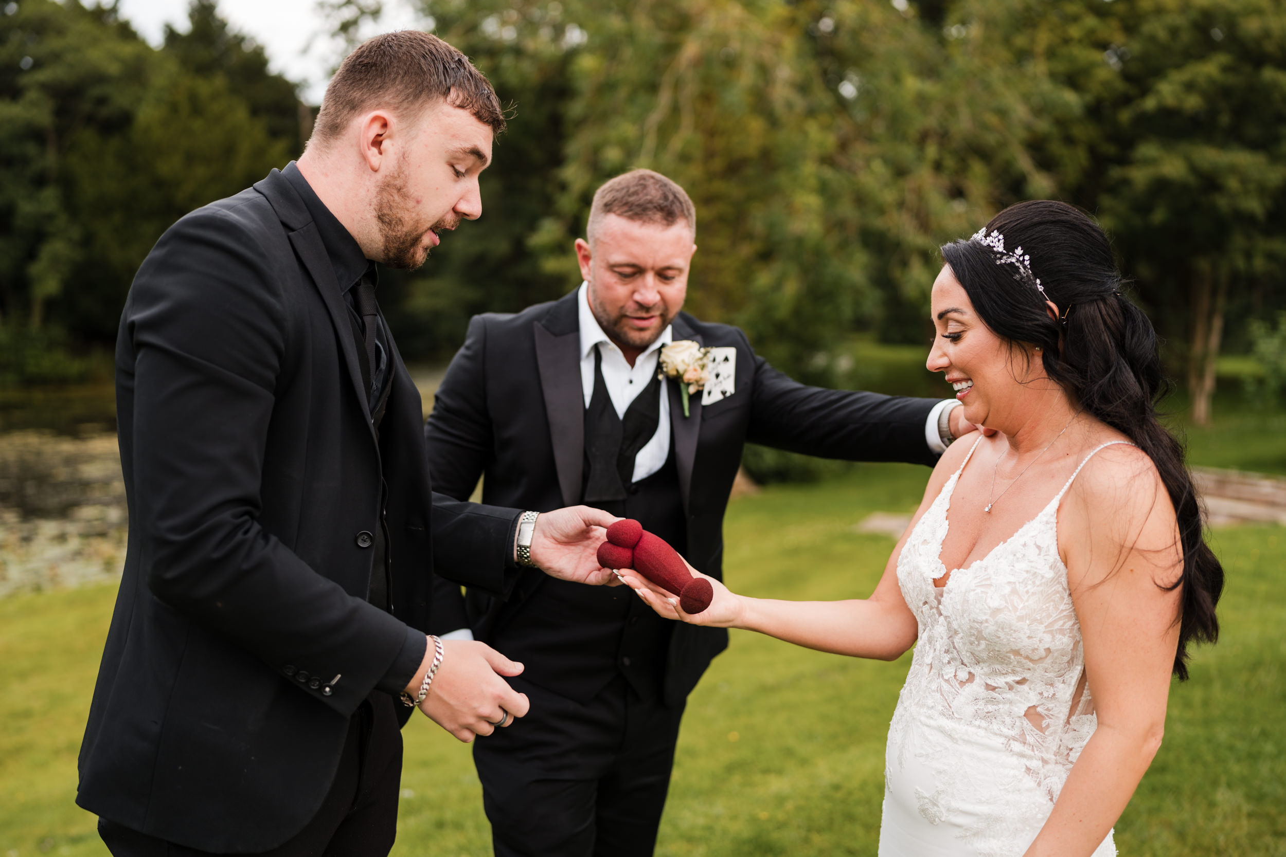 Magician performing for the bride and groom