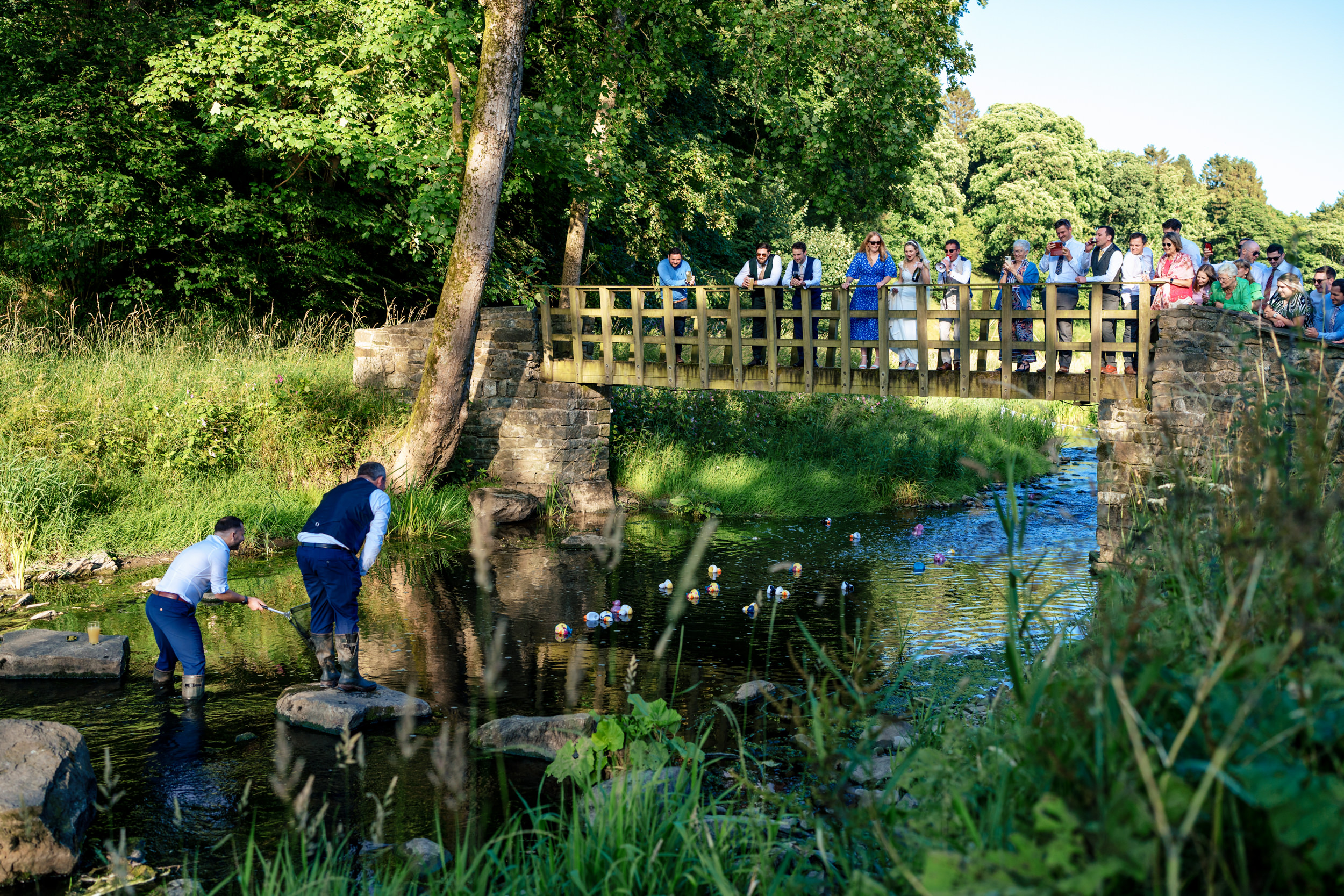 Duck race in the river at Gisburn Park