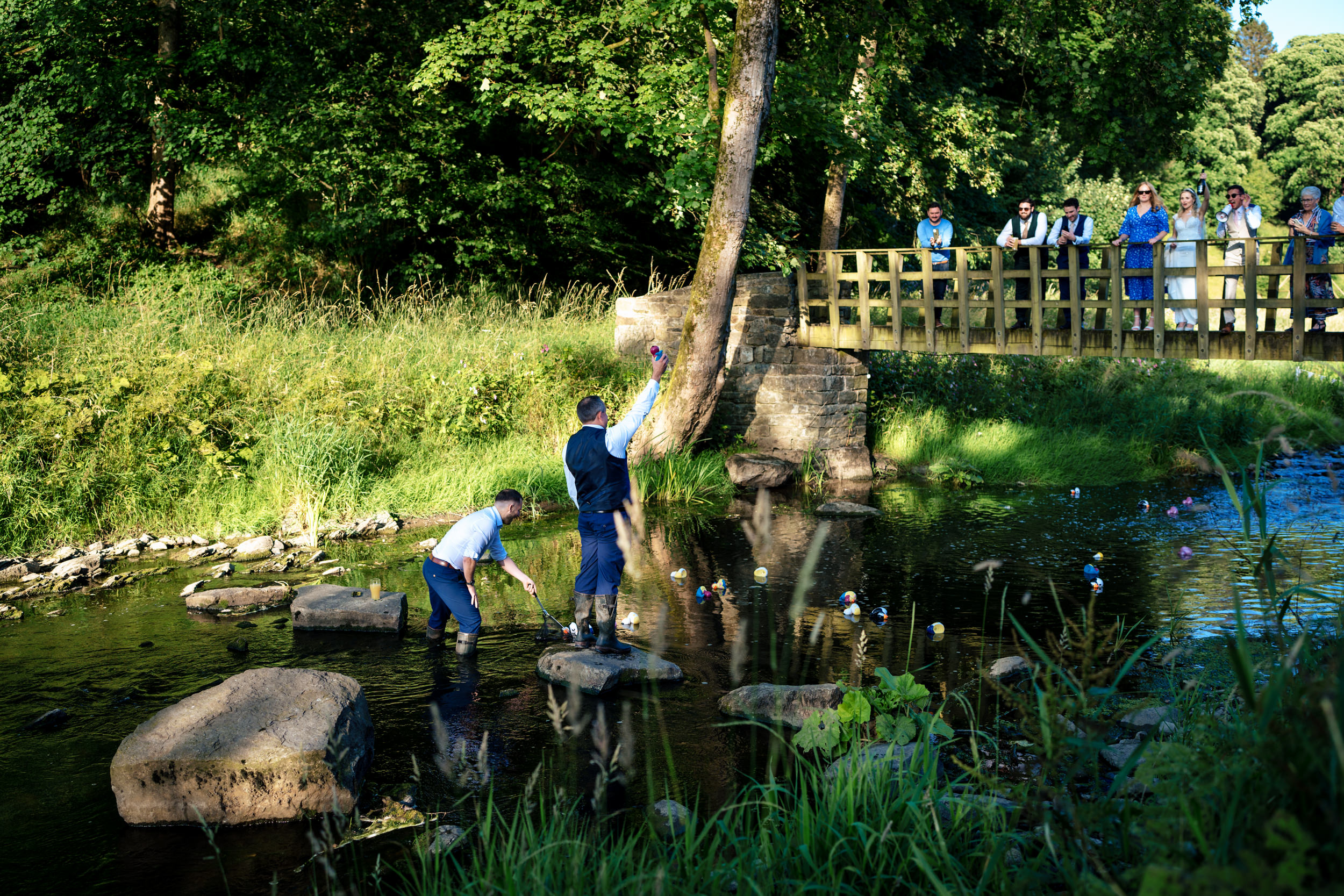 Duck race in the river at Gisburn Park
