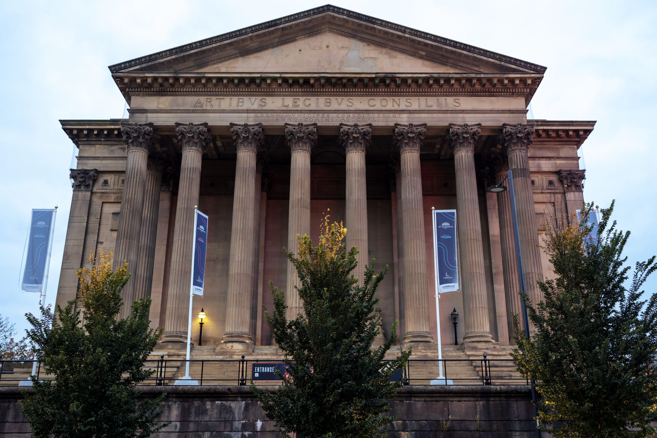 Outside view of St Georges Hall taken from Lime Street, Liverpool