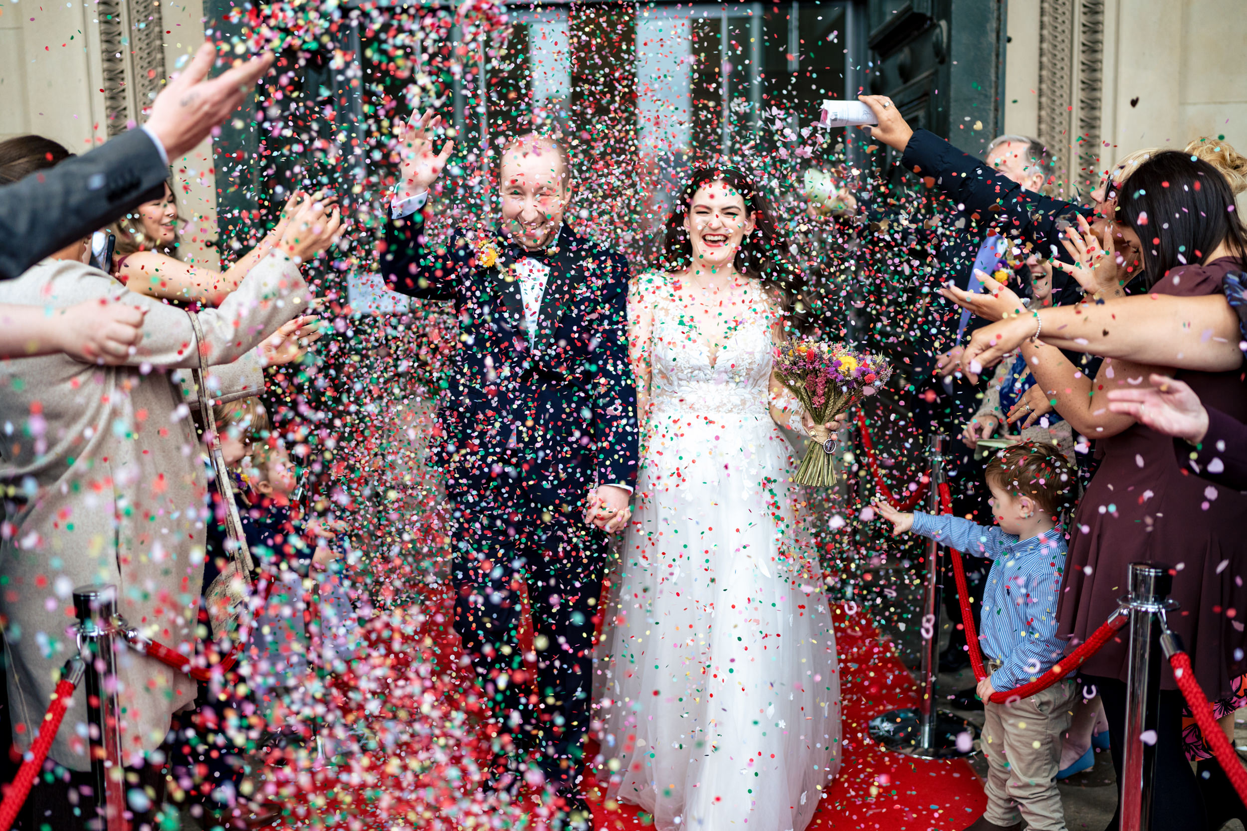 Confetti photograph at St Georges Hall, Liverpool
