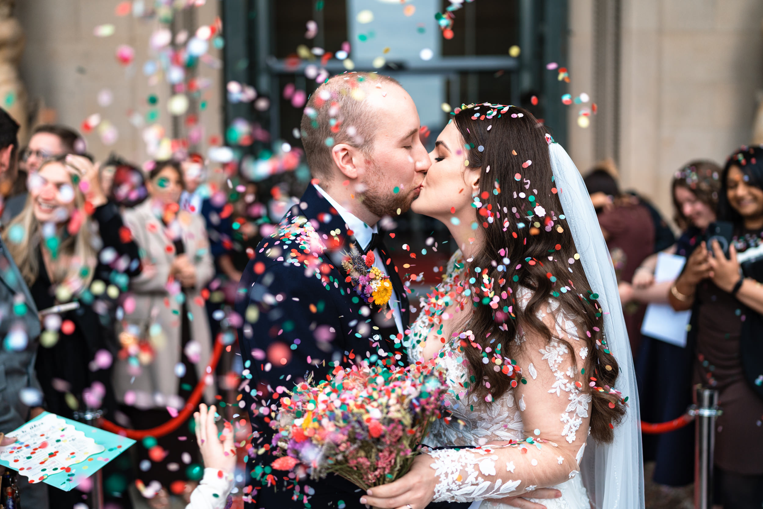Confetti photograph at St Georges Hall, Liverpool