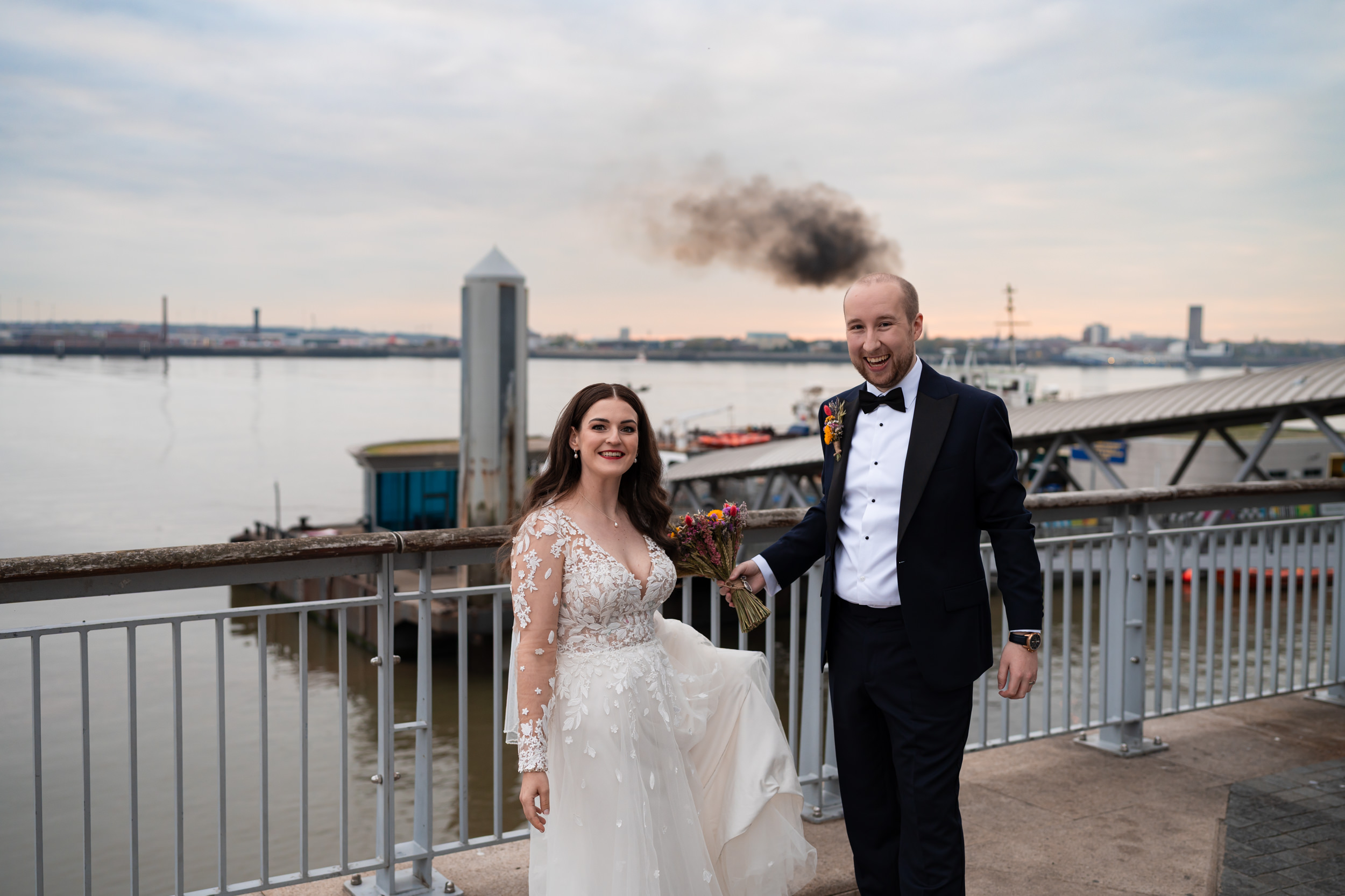 Groom with smoke coming out of his head