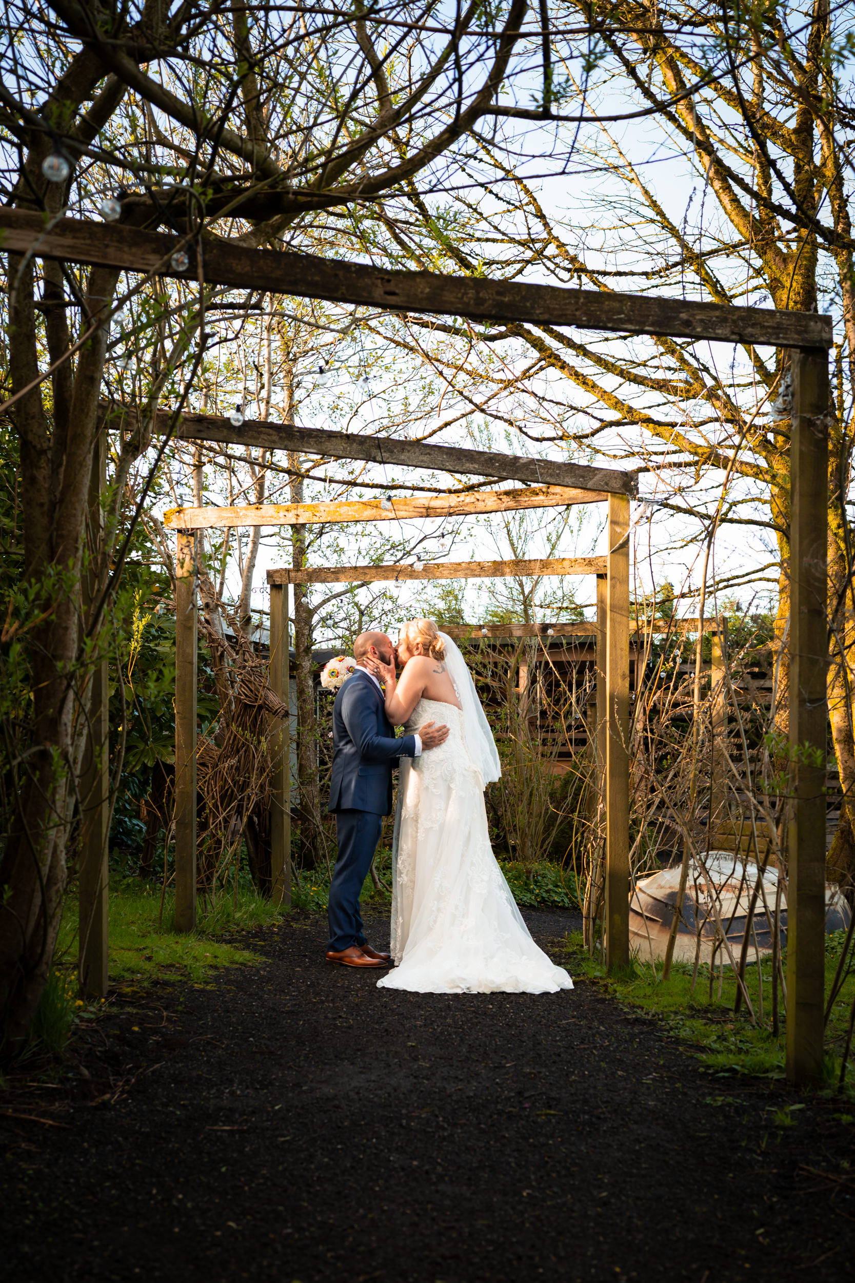 Wedding portrait of the bride and Groom at Grains Bar