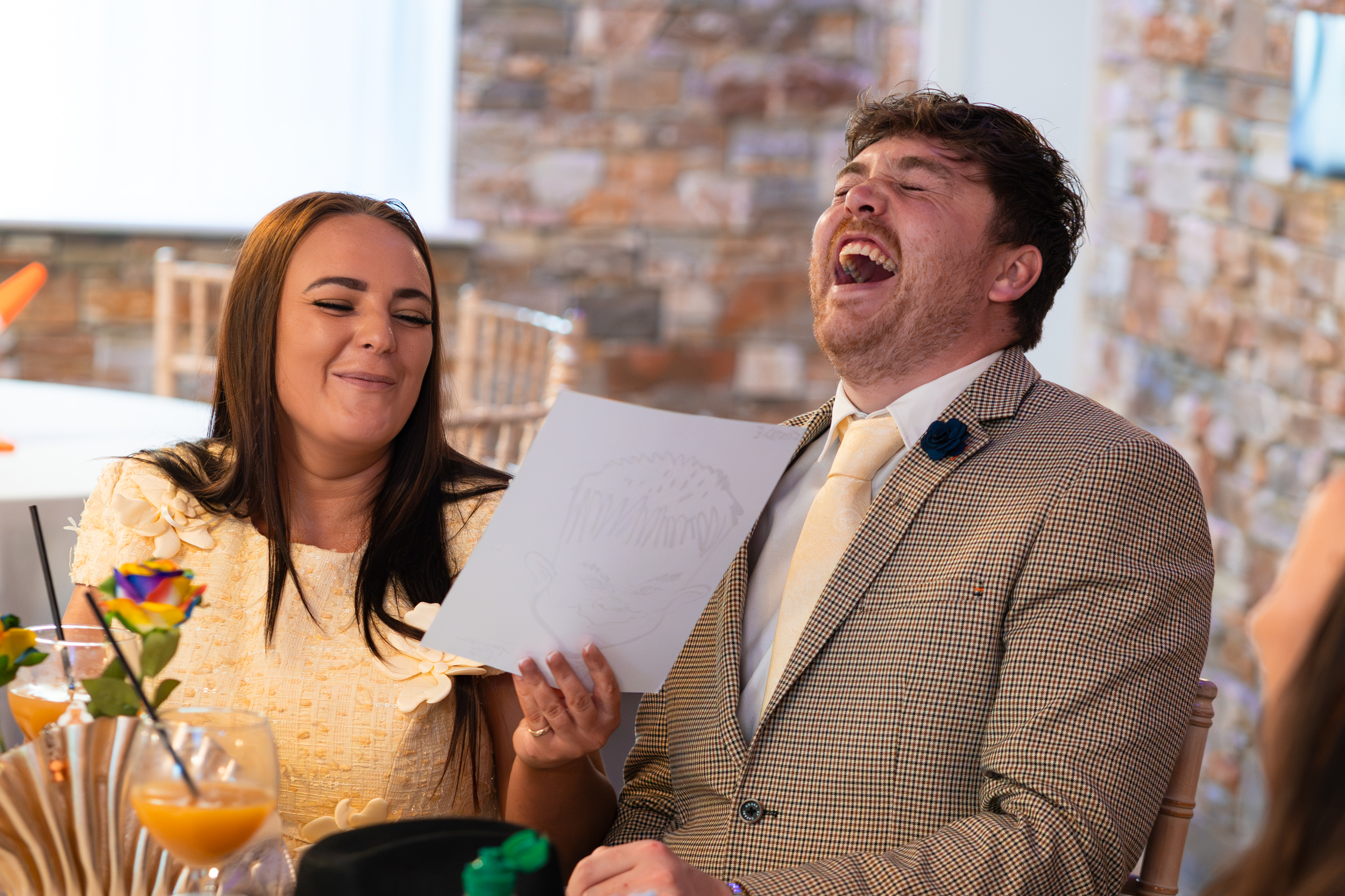 Laughing guests at grains bar